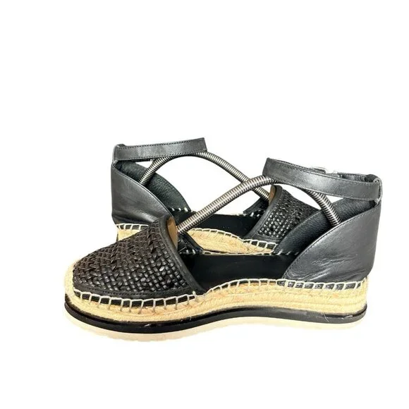 Vince Camuto Size 6 Bredenna Black Beige Espadrille Ankle Strap Sandals Women’s - Picture 3 of 8